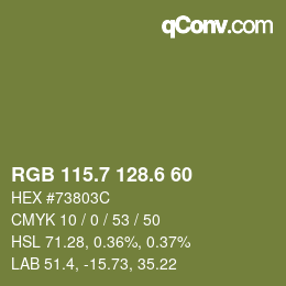 カラーコード: RGB 115.7 128.6 60 | qconv.com