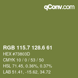 カラーコード: RGB 115.7 128.6 61 | qconv.com