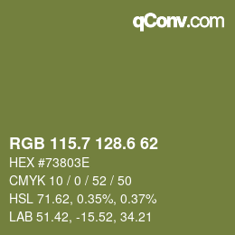 カラーコード: RGB 115.7 128.6 62 | qconv.com