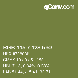 カラーコード: RGB 115.7 128.6 63 | qconv.com