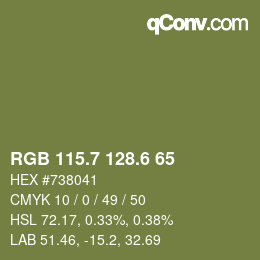 カラーコード: RGB 115.7 128.6 65 | qconv.com
