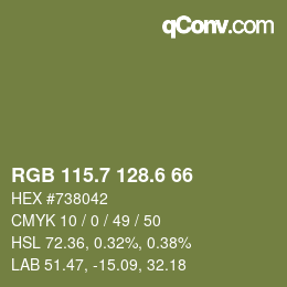 カラーコード: RGB 115.7 128.6 66 | qconv.com