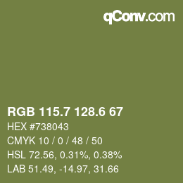 カラーコード: RGB 115.7 128.6 67 | qconv.com
