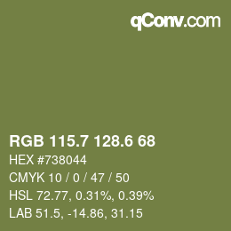 カラーコード: RGB 115.7 128.6 68 | qconv.com