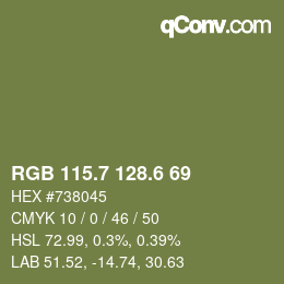 カラーコード: RGB 115.7 128.6 69 | qconv.com