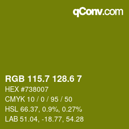 カラーコード: RGB 115.7 128.6 7 | qconv.com