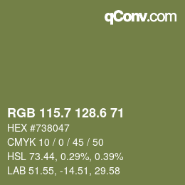 カラーコード: RGB 115.7 128.6 71 | qconv.com