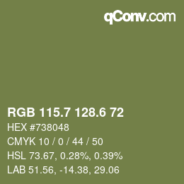 カラーコード: RGB 115.7 128.6 72 | qconv.com
