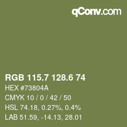カラーコード: RGB 115.7 128.6 74 | qconv.com