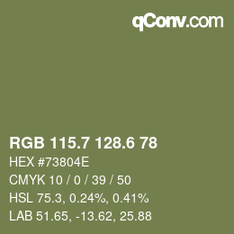 カラーコード: RGB 115.7 128.6 78 | qconv.com
