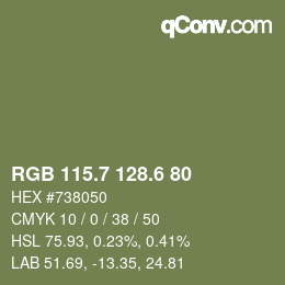 カラーコード: RGB 115.7 128.6 80 | qconv.com