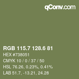 カラーコード: RGB 115.7 128.6 81 | qconv.com