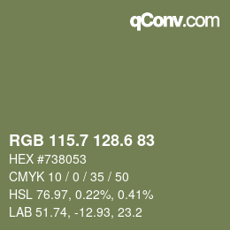 カラーコード: RGB 115.7 128.6 83 | qconv.com