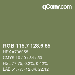 カラーコード: RGB 115.7 128.6 85 | qconv.com