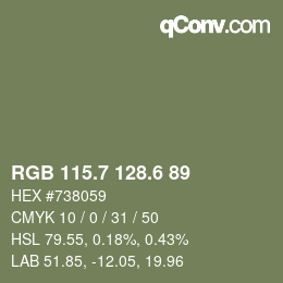 カラーコード: RGB 115.7 128.6 89 | qconv.com