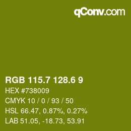 カラーコード: RGB 115.7 128.6 9 | qconv.com
