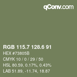 カラーコード: RGB 115.7 128.6 91 | qconv.com