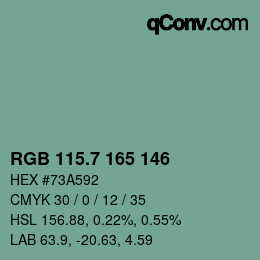 カラーコード: RGB 115.7 165 146 | qconv.com