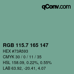 カラーコード: RGB 115.7 165 147 | qconv.com