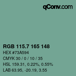 カラーコード: RGB 115.7 165 148 | qconv.com