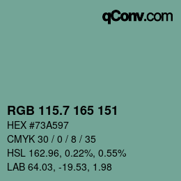 カラーコード: RGB 115.7 165 151 | qconv.com