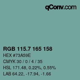 カラーコード: RGB 115.7 165 158 | qconv.com