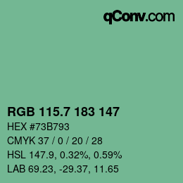 カラーコード: RGB 115.7 183 147 | qconv.com