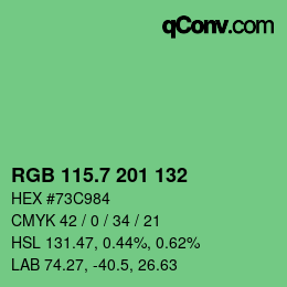 カラーコード: RGB 115.7 201 132 | qconv.com