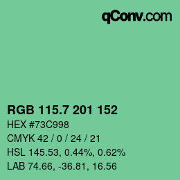 カラーコード: RGB 115.7 201 152 | qconv.com