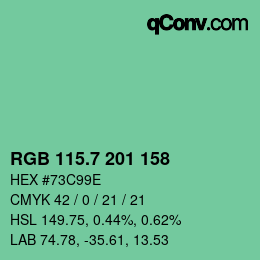 カラーコード: RGB 115.7 201 158 | qconv.com