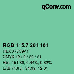 カラーコード: RGB 115.7 201 161 | qconv.com