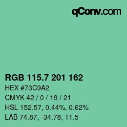 カラーコード: RGB 115.7 201 162 | qconv.com