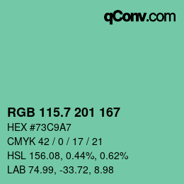 カラーコード: RGB 115.7 201 167 | qconv.com