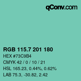 カラーコード: RGB 115.7 201 180 | qconv.com