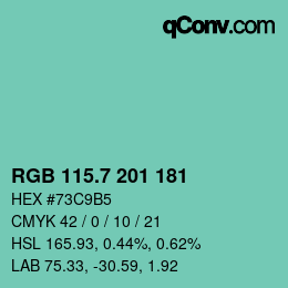 カラーコード: RGB 115.7 201 181 | qconv.com