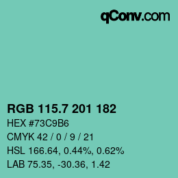 カラーコード: RGB 115.7 201 182 | qconv.com