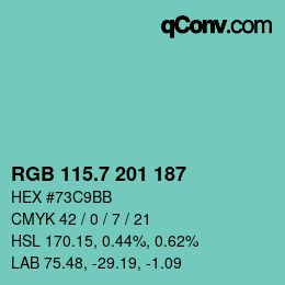 カラーコード: RGB 115.7 201 187 | qconv.com