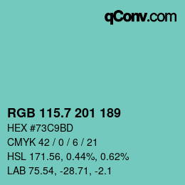 カラーコード: RGB 115.7 201 189 | qconv.com