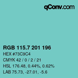 カラーコード: RGB 115.7 201 196 | qconv.com