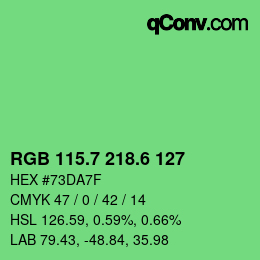 カラーコード: RGB 115.7 218.6 127 | qconv.com