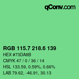 カラーコード: RGB 115.7 218.6 139 | qconv.com