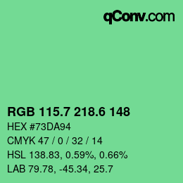 カラーコード: RGB 115.7 218.6 148 | qconv.com