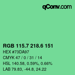 カラーコード: RGB 115.7 218.6 151 | qconv.com