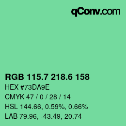 カラーコード: RGB 115.7 218.6 158 | qconv.com