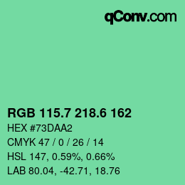 カラーコード: RGB 115.7 218.6 162 | qconv.com