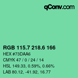 カラーコード: RGB 115.7 218.6 166 | qconv.com