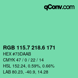 カラーコード: RGB 115.7 218.6 171 | qconv.com