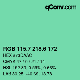 カラーコード: RGB 115.7 218.6 172 | qconv.com