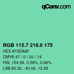 カラーコード: RGB 115.7 218.6 175 | qconv.com