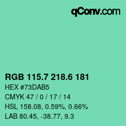 カラーコード: RGB 115.7 218.6 181 | qconv.com